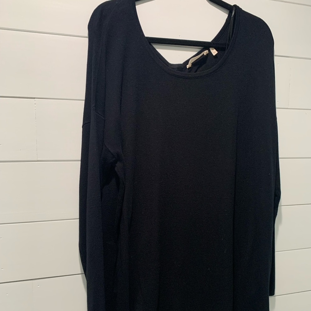 Soft Surroundings, Black sweater with beautiful gold zipper detail on the back.